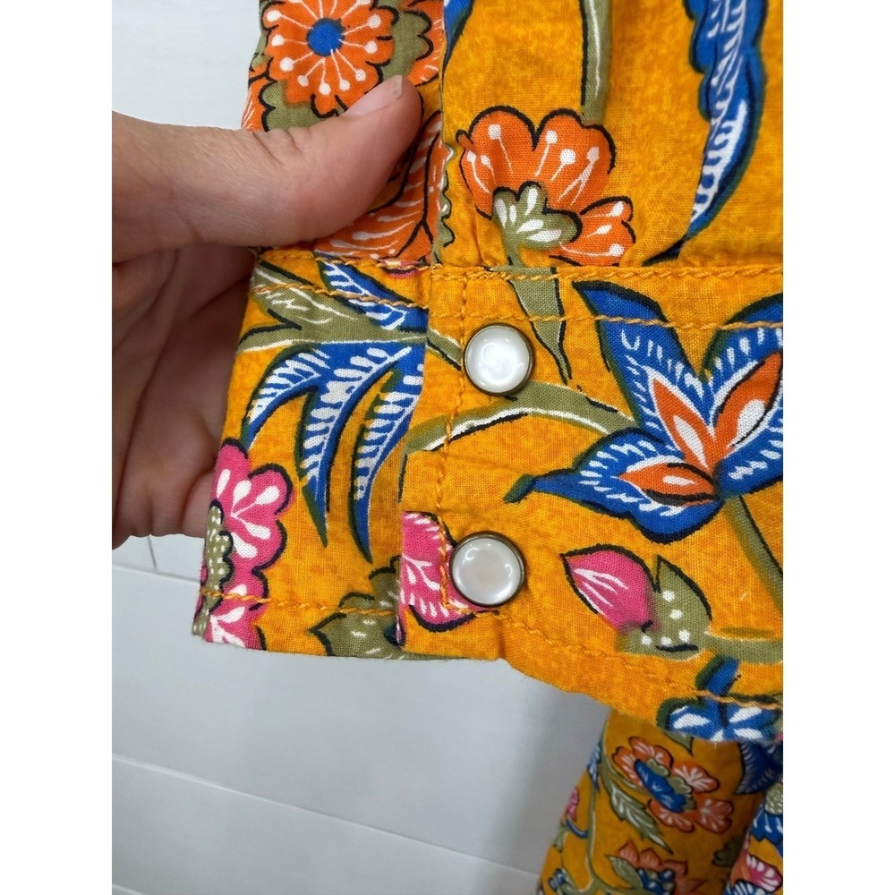 House of Harlow 1960 Floral Cotton Button Front Boho Maxi Dress Cheyna Orange M - Picture 6 of 10